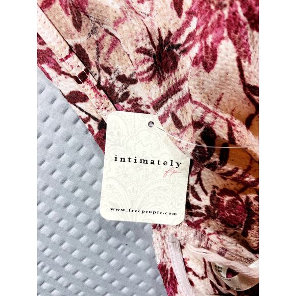 Free People, Intimately, Ivory Pink Floral Body Suit, Size M - Picture 3 of 6